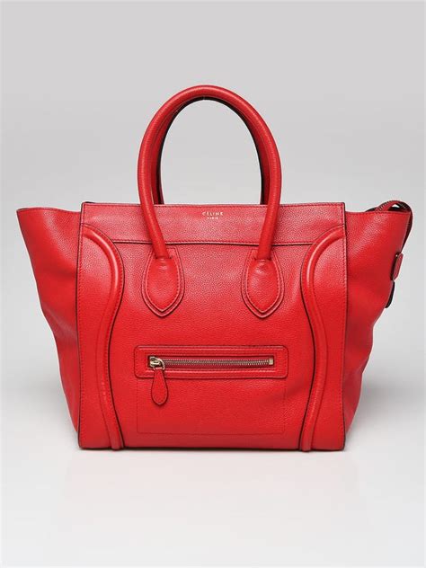 celine red leather phone shoulder bag|CELINE Drummed Calfskin Nano Luggage Red.